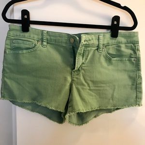Gap Frayed Hem Green Denim Shorts